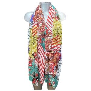 Color Block Bohemian Multi-Color Scarf Ascot Artsy Quirky Neck Wrap Paisley OS